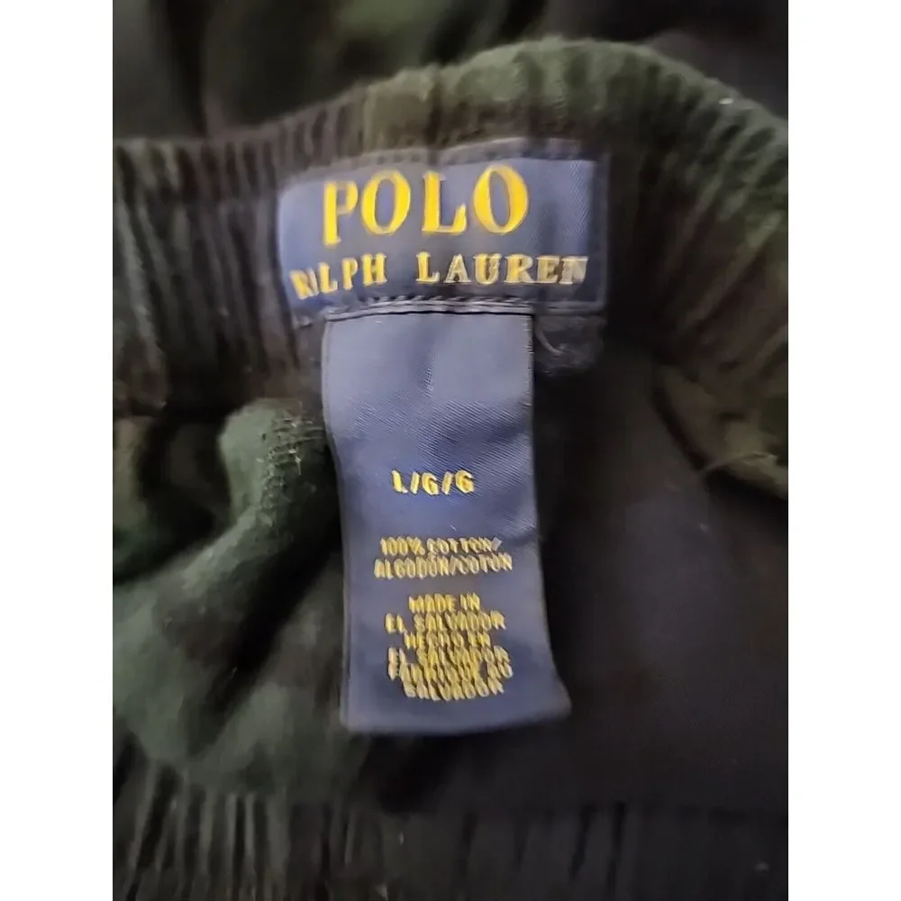 Polo Ralph Lauren Flannel Pajama Lounge Pants  Drawstring  XL Green Blue Pony‎